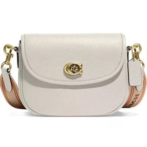 NWT Coach Willow Large Leather Saddle Crossbody Chalk Original Packaging